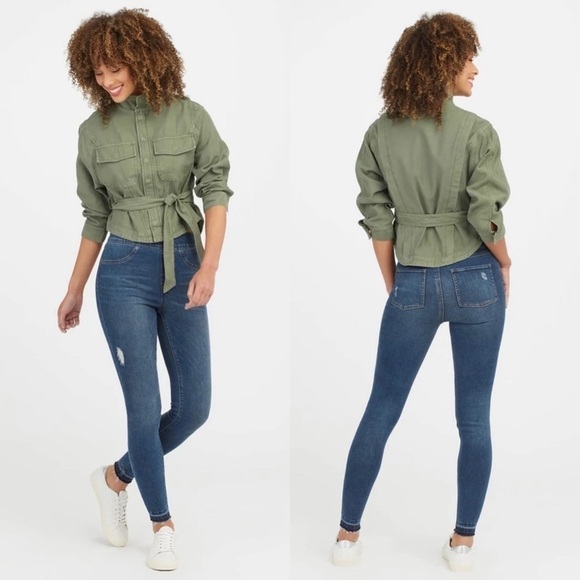 SPANX Distressed Skinny Jeans Medium Wash - Picture 11 of 13